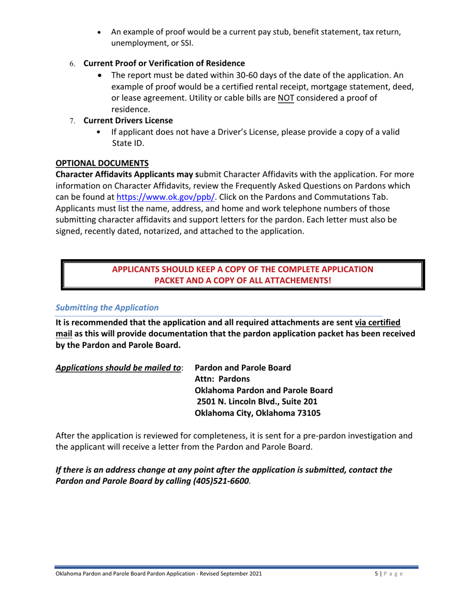 Oklahoma Pardon Application Fill Out, Sign Online and Download PDF