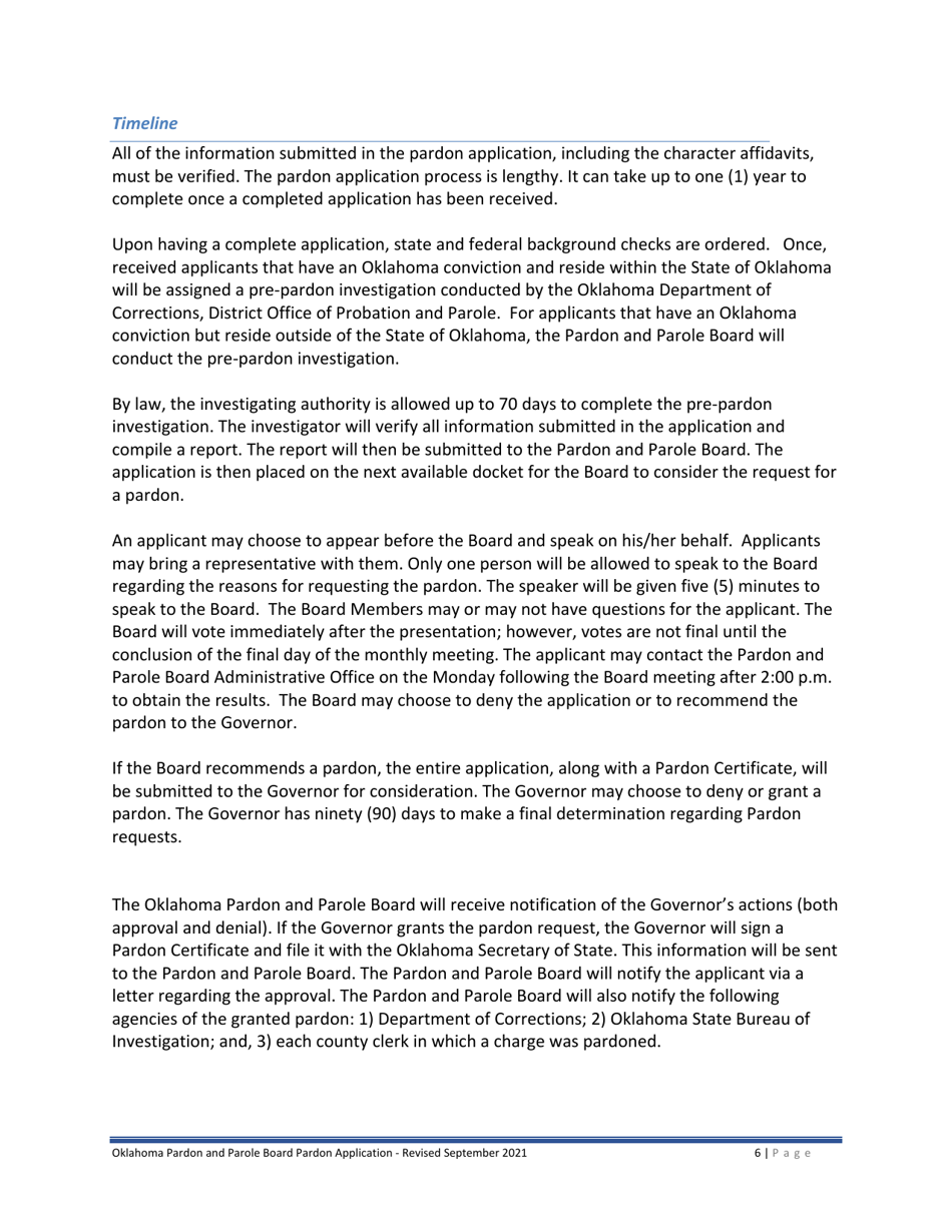 Oklahoma Pardon Application Fill Out, Sign Online and Download PDF