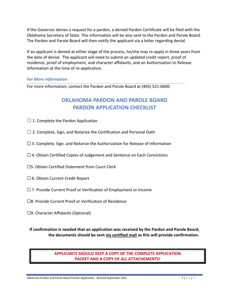 Pardon Application - Oklahoma, Page 7