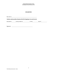Form TRS678 Key Employee Enhanced Disclosure Form - Texas, Page 7