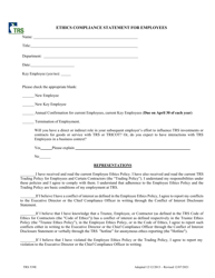 Document preview: Form TRS539E Ethics Compliance Statement for Employees - Texas