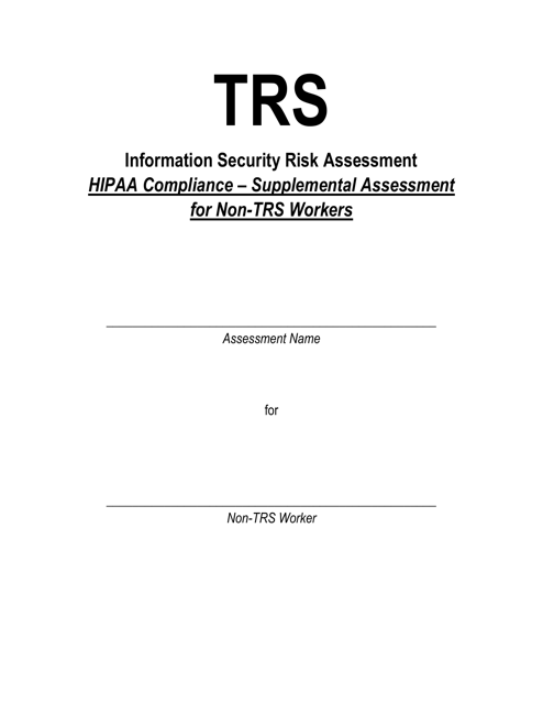 HIPAA Compliance - Supplemental Assessment for Non-trs Workers - Texas
