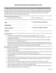 Email Filing and Electronic Notification Form for Unrepresented Parties - Utah
