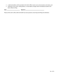 Email Filing and Electronic Notification Form for Unrepresented Parties - Utah, Page 2
