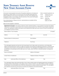 Document preview: State Treasury Asset Reserve New Trust Account Form - Ohio