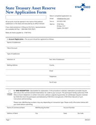 Document preview: State Treasury Asset Reserve New Application Form - Ohio