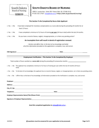 Lapsed Certified Nurse Aide (Cna) Renewal Application - South Dakota, Page 2