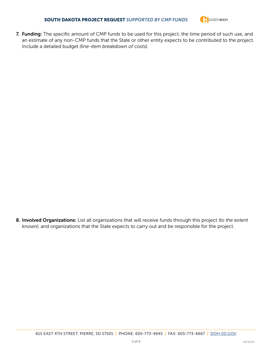 South Dakota Project Request Supported by Cmp Funds - South Dakota, Page 3