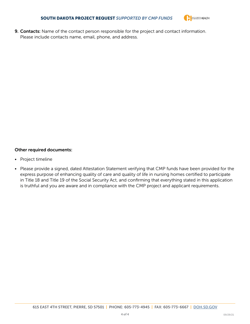 South Dakota Project Request Supported by Cmp Funds - South Dakota, Page 4