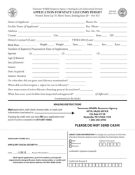 Form WR-0439 Application for State Falconry Permit - Tennessee