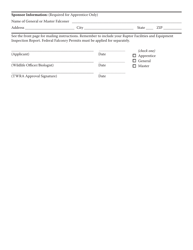 Form WR-0439 Application for State Falconry Permit - Tennessee, Page 2