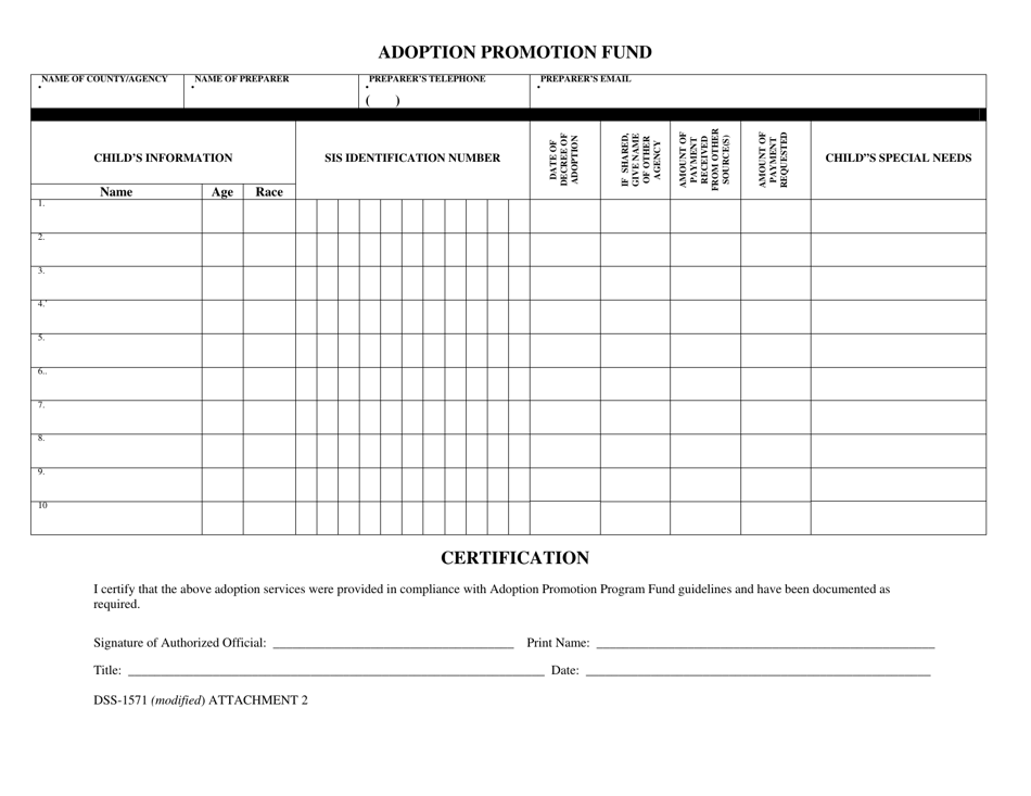 Form DSS-1571 Attachment 2 Download Printable PDF or Fill Online ...