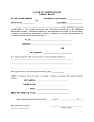 &quot;Waiver of Confidentiality (Employer Records)&quot; - Oklahoma