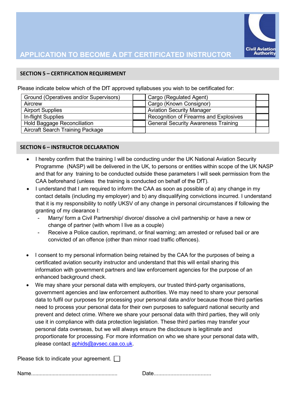 Application to Become a Dft Certificated Instructor - United Kingdom, Page 3