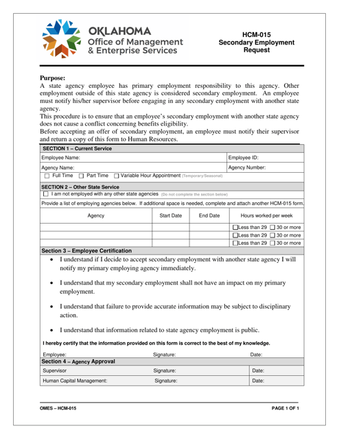 Form HCM-015  Printable Pdf