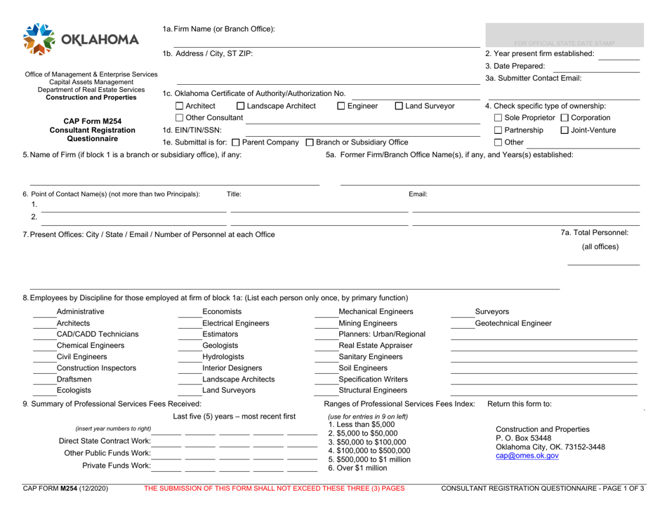 CAP Form M254 Consultant Registration Questionnaire - Oklahoma, Page 3