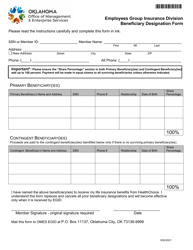 Employees Group Insurance Division Beneficiary Designation Form - Oklahoma, Page 2