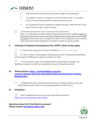 Vermont Early Intervention Certification Application Checklist Fill