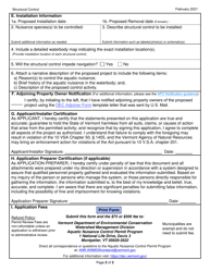 Application to Use a Structural Control Under an Aquatic Nuisance Control Permit - Vermont, Page 2