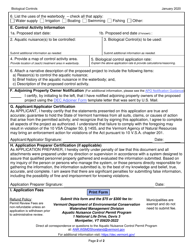 Application to Use Biological Controls Under an Aquatic Nuisance Control Permit - Vermont, Page 2