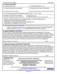 Application to Use Chemicals Other Than Pesticides Under an Aquatic Nuisance Control Permit - Vermont, Page 2