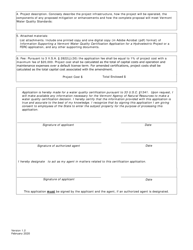 Water Quality Certification Application for Hydroelectric Facilities - Vermont, Page 2