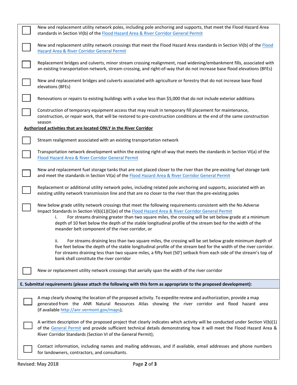Flood Hazard Area  River Corridor Rule Registration - Vermont, Page 2