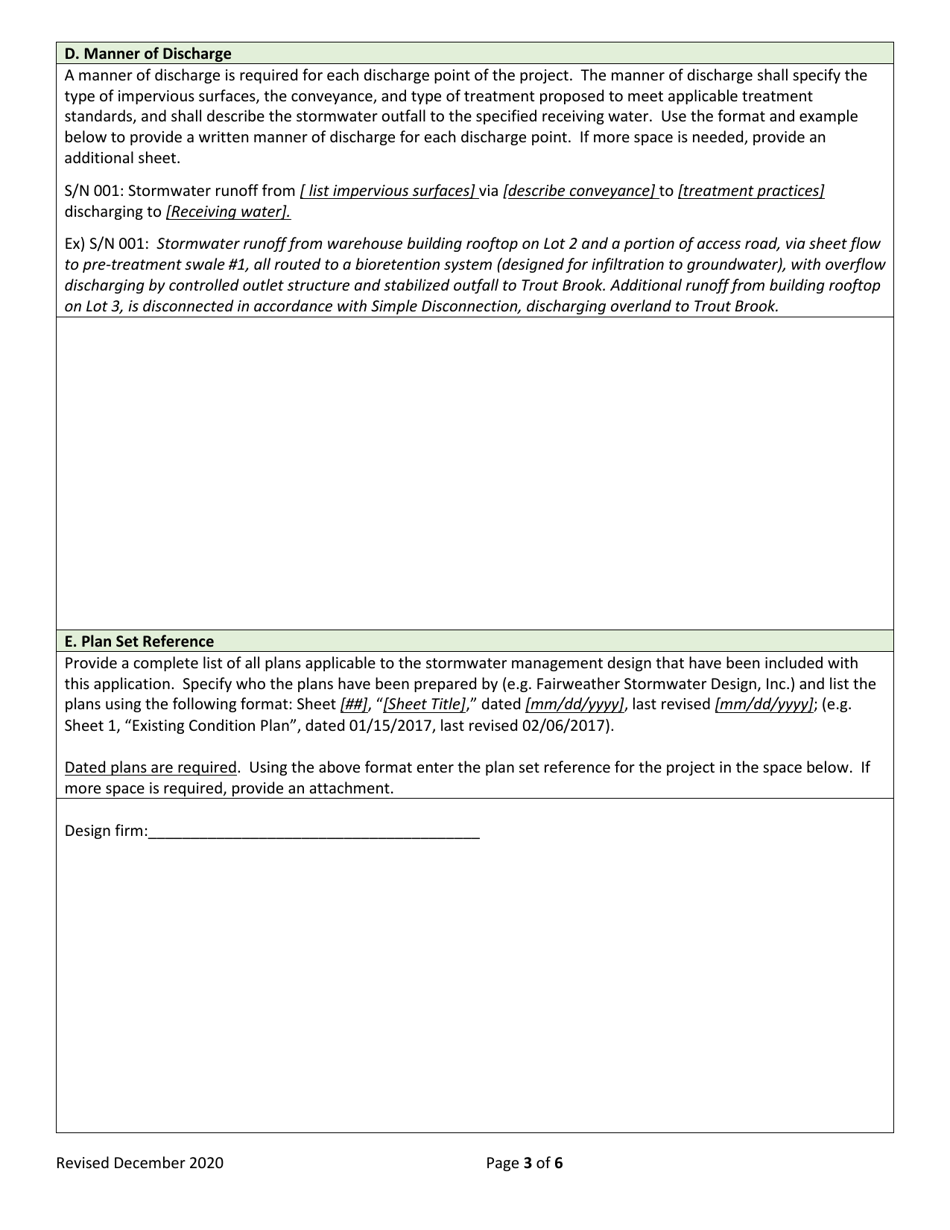 Notice of Intent (Noi) to Apply for Individual Stormwater Discharge Permit (Inds) - Vermont, Page 3