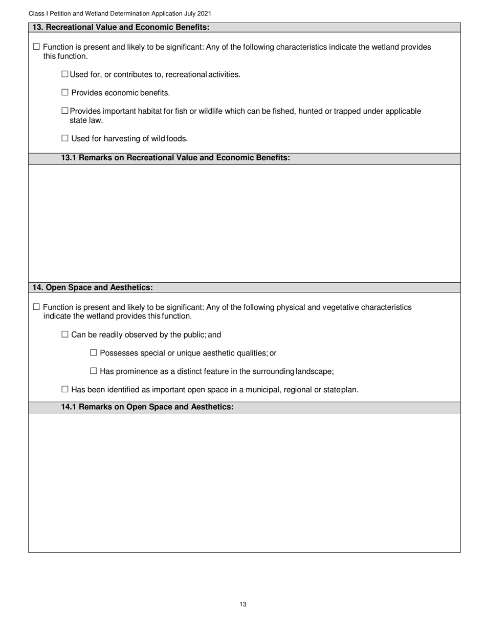 Determination and Class I Rulemaking Petition Database Form - Vermont Wetlands Program - Vermont, Page 13