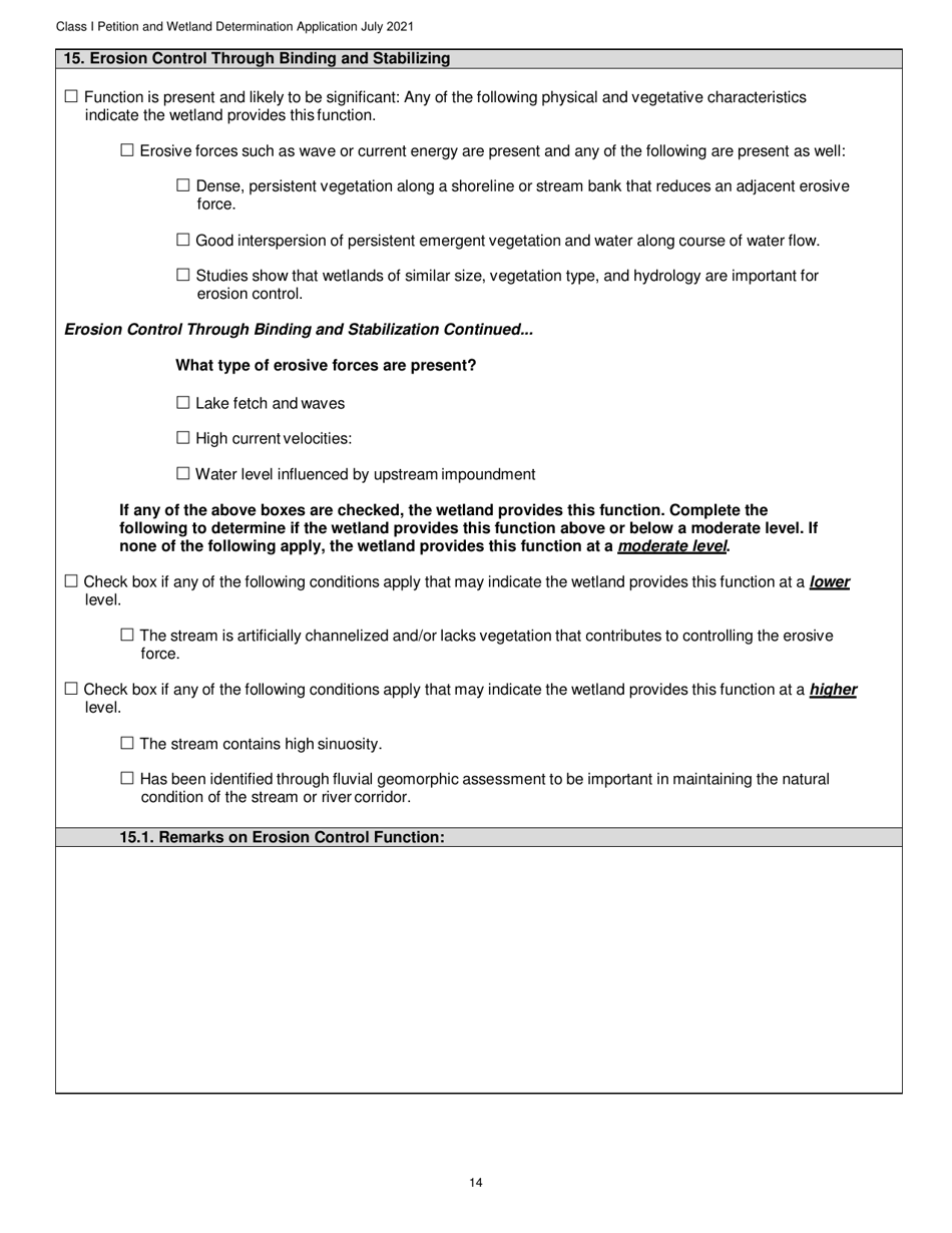 Determination and Class I Rulemaking Petition Database Form - Vermont Wetlands Program - Vermont, Page 14
