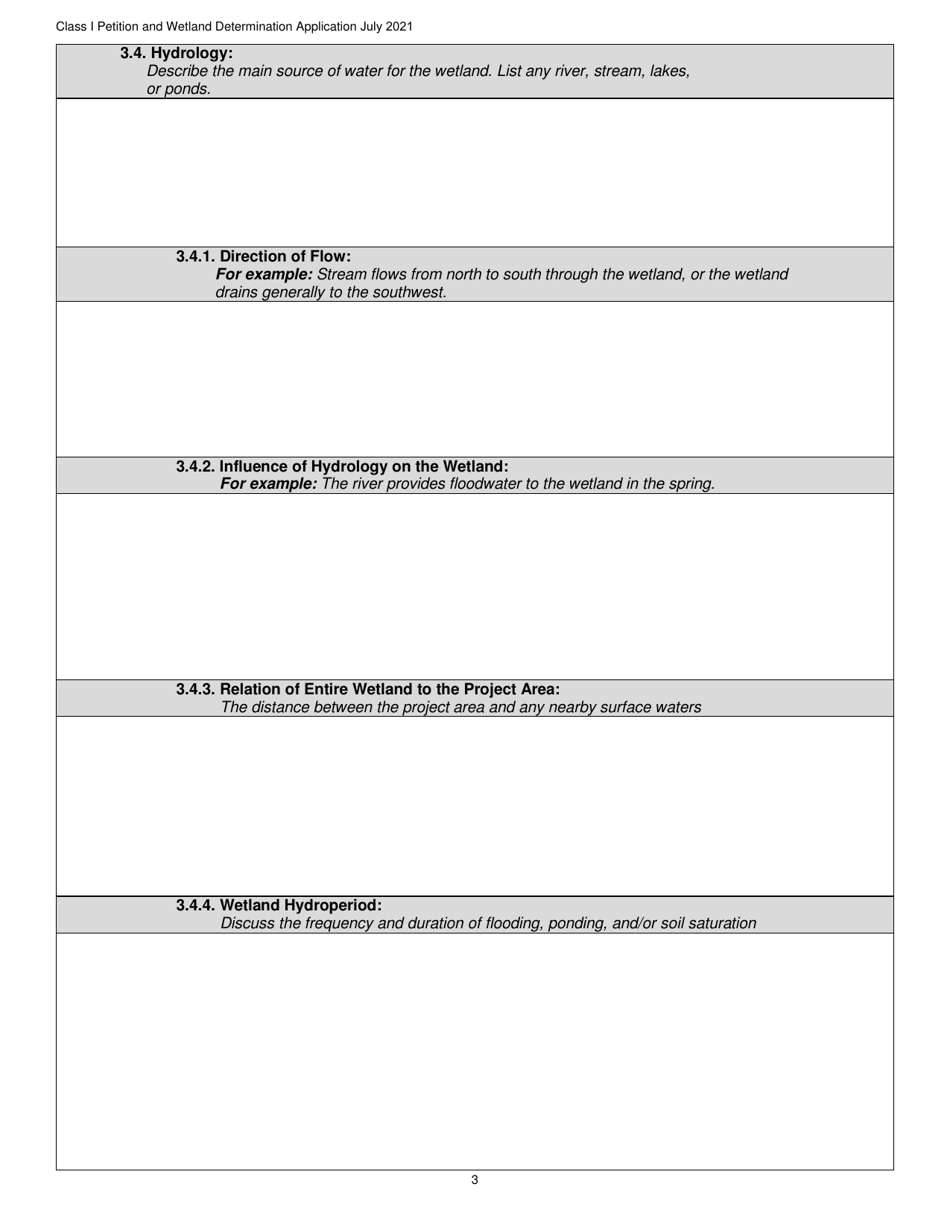 Determination and Class I Rulemaking Petition Database Form - Vermont Wetlands Program - Vermont, Page 3