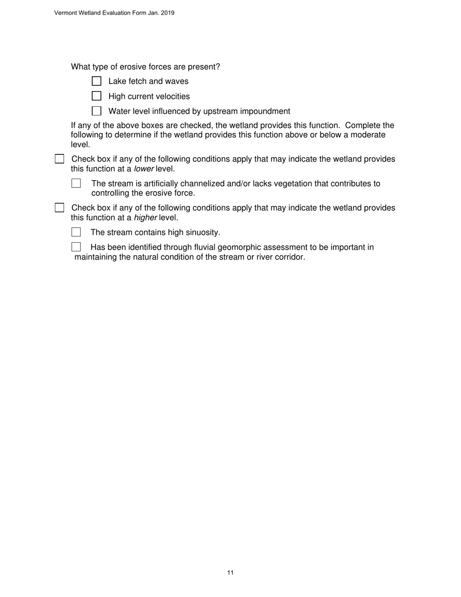 Vermont Wetland Evaluation Form - Vermont, Page 11