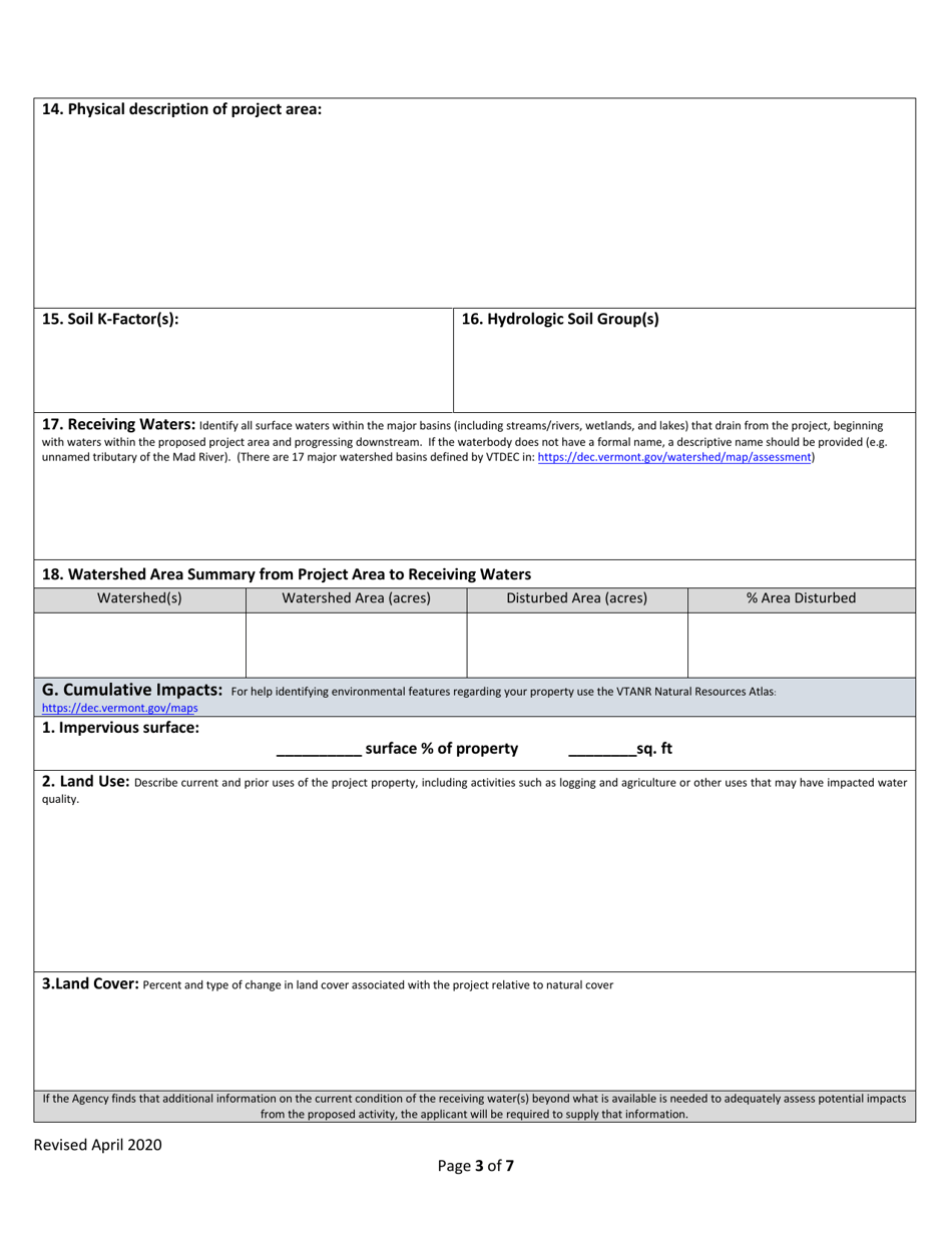 Application for Individual Section - 401 Water Quality Certification - Vermont, Page 3
