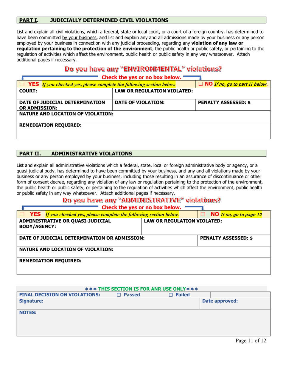 Business Disclosure Statement for Certification and Hauler Applications - Vermont, Page 11