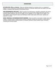 Business Disclosure Statement for Certification and Hauler Applications - Vermont, Page 2