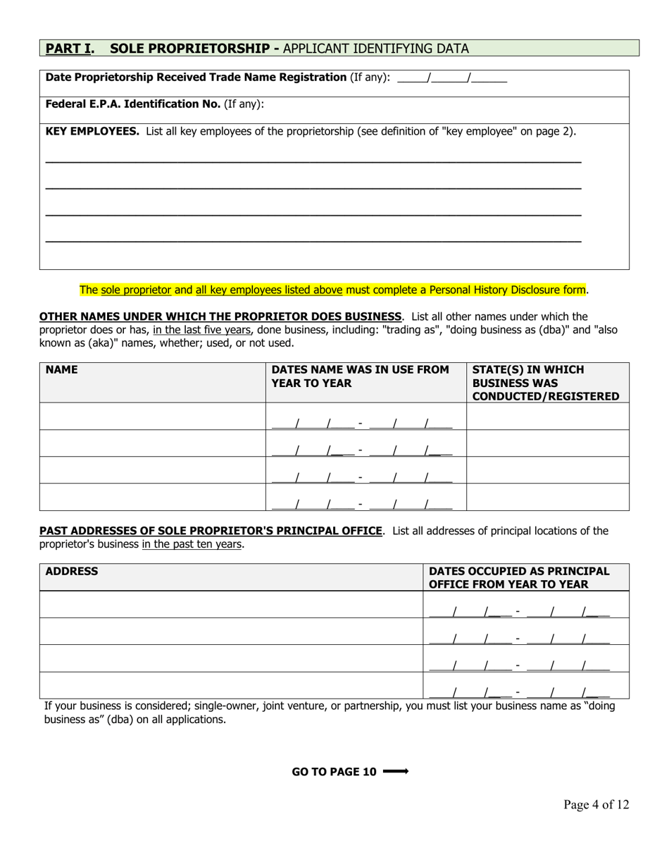 Business Disclosure Statement for Certification and Hauler Applications - Vermont, Page 4