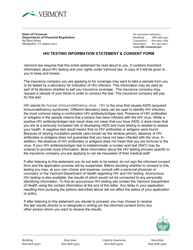 Form 1 HIV Testing Information Statement &amp; Consent Form - Vermont