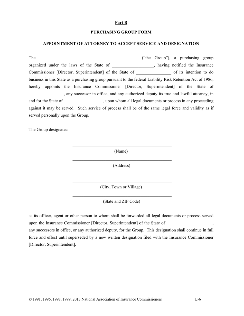 Appendix E Naic Risk Purchasing Group Application - Vermont, Page 6