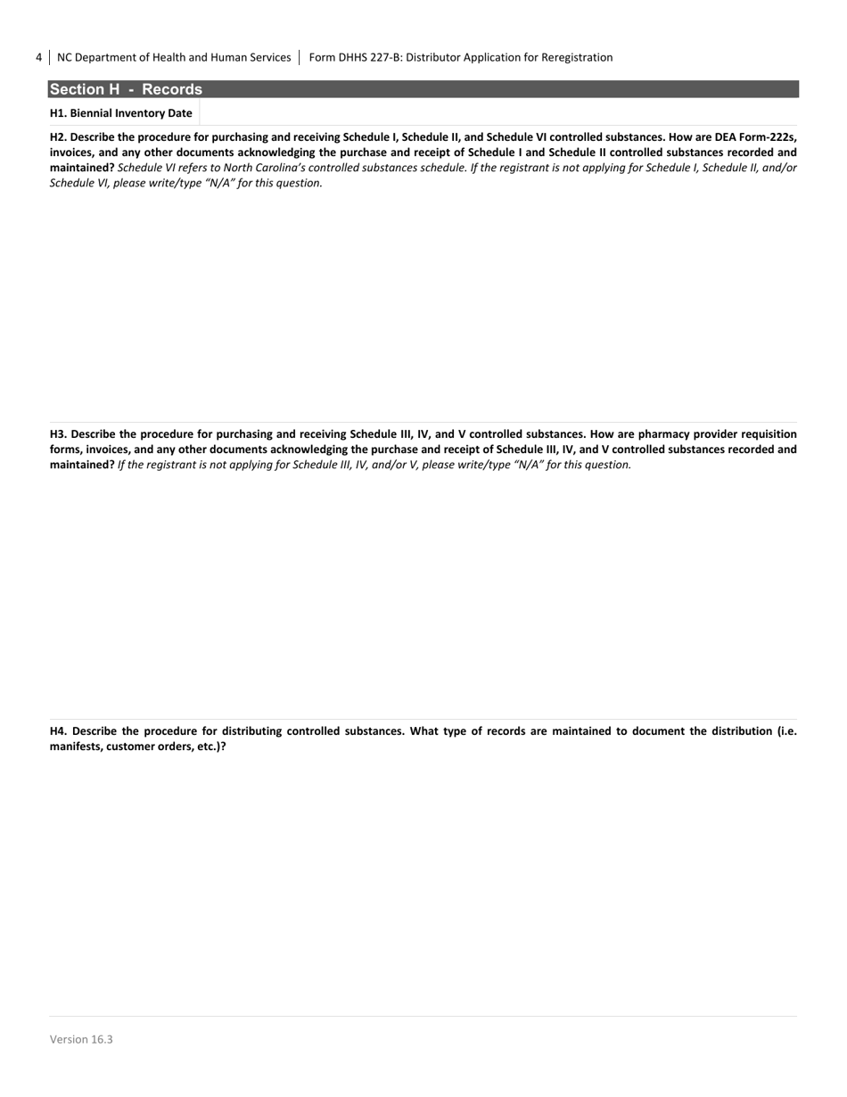 Form DHHS227-B Distributor Application for Renewal - North Carolina, Page 4