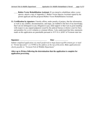 Application for a Wildlife Rehabilitator Permit - Vermont, Page 4