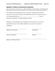 Application for a Wildlife Rehabilitator Permit - Vermont, Page 5