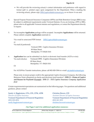 Captive Application for Redomestication or Merger of an Existing Foreign/Alien Captive Insurance Company to Vermont - Vermont, Page 2