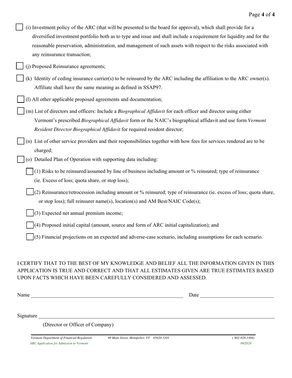Affiliated Reinsurance Company Application for Admission to Vermont - Vermont, Page 10