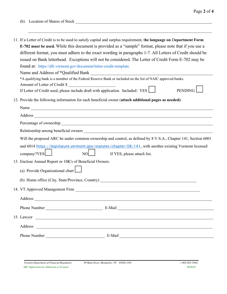 Affiliated Reinsurance Company Application for Admission to Vermont - Vermont, Page 8