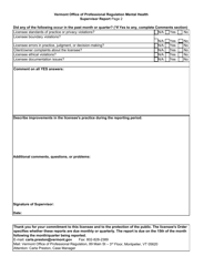 Supervisor Report - Mental Health Practitioner - Vermont, Page 2