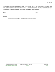 Form E701 Captive Application for Admission to Vermont - Vermont, Page 10