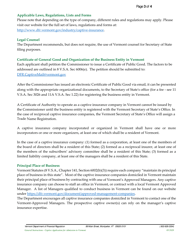 Form E701 Captive Application for Admission to Vermont - Vermont, Page 3