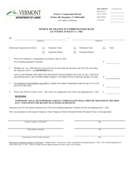 DOL Form 28 Notice of Change in Compensation Rate (For Injuries After July 1, 1986) - Vermont, 2022