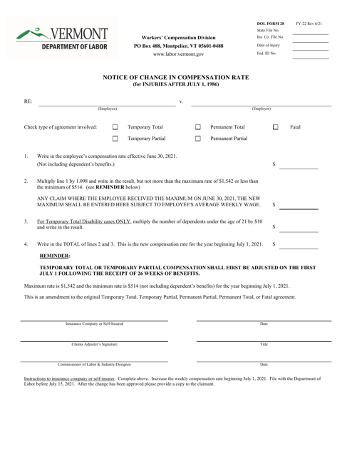 DOL Form 28 2022 Printable Pdf