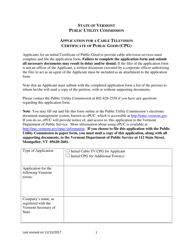 Application for a Cable Television Certificate of Public Good (Cpg) - Vermont